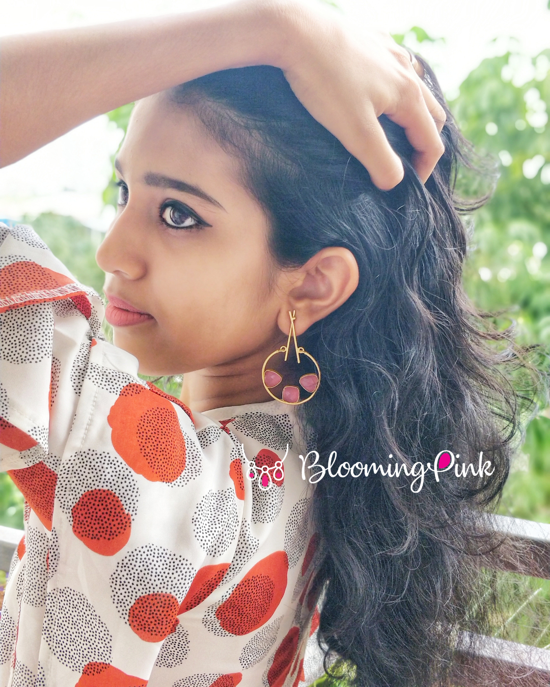 Statement Earring in Pink Stones