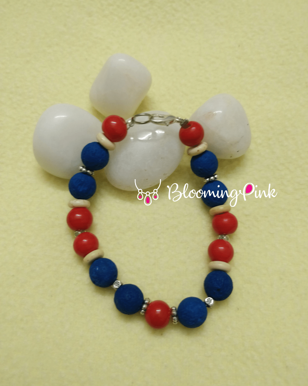 Blue Lava & Red beads Bracelet