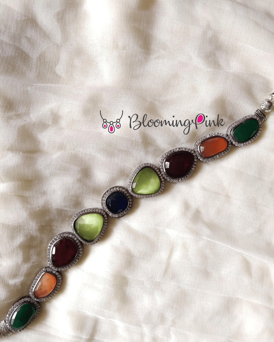 Iris Green & Blue Center Stones Necklace