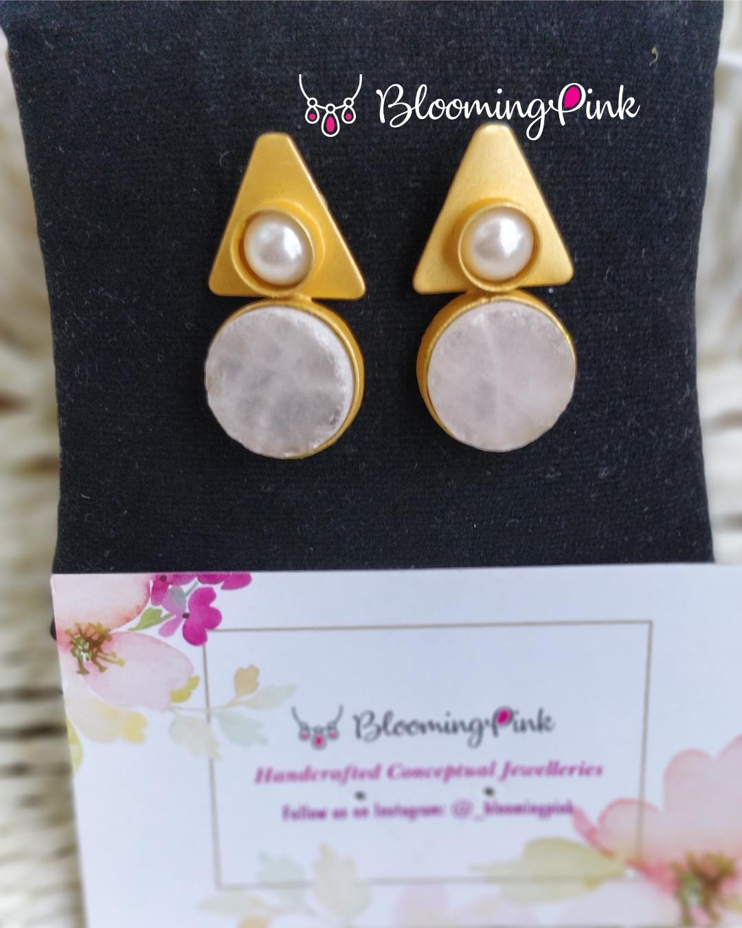Pearl Hat Druzy Stud