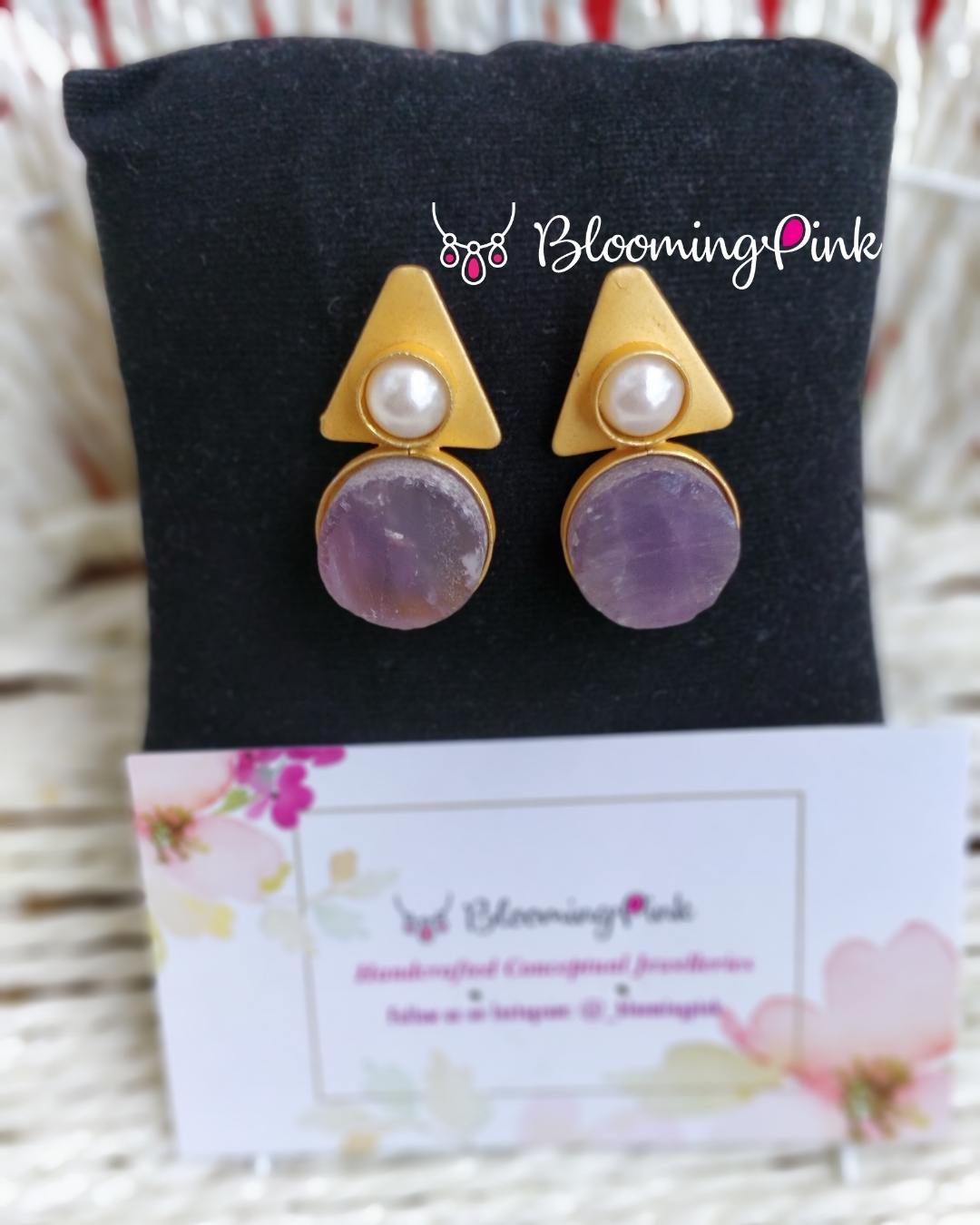 Pearl Hat Druzy Stud