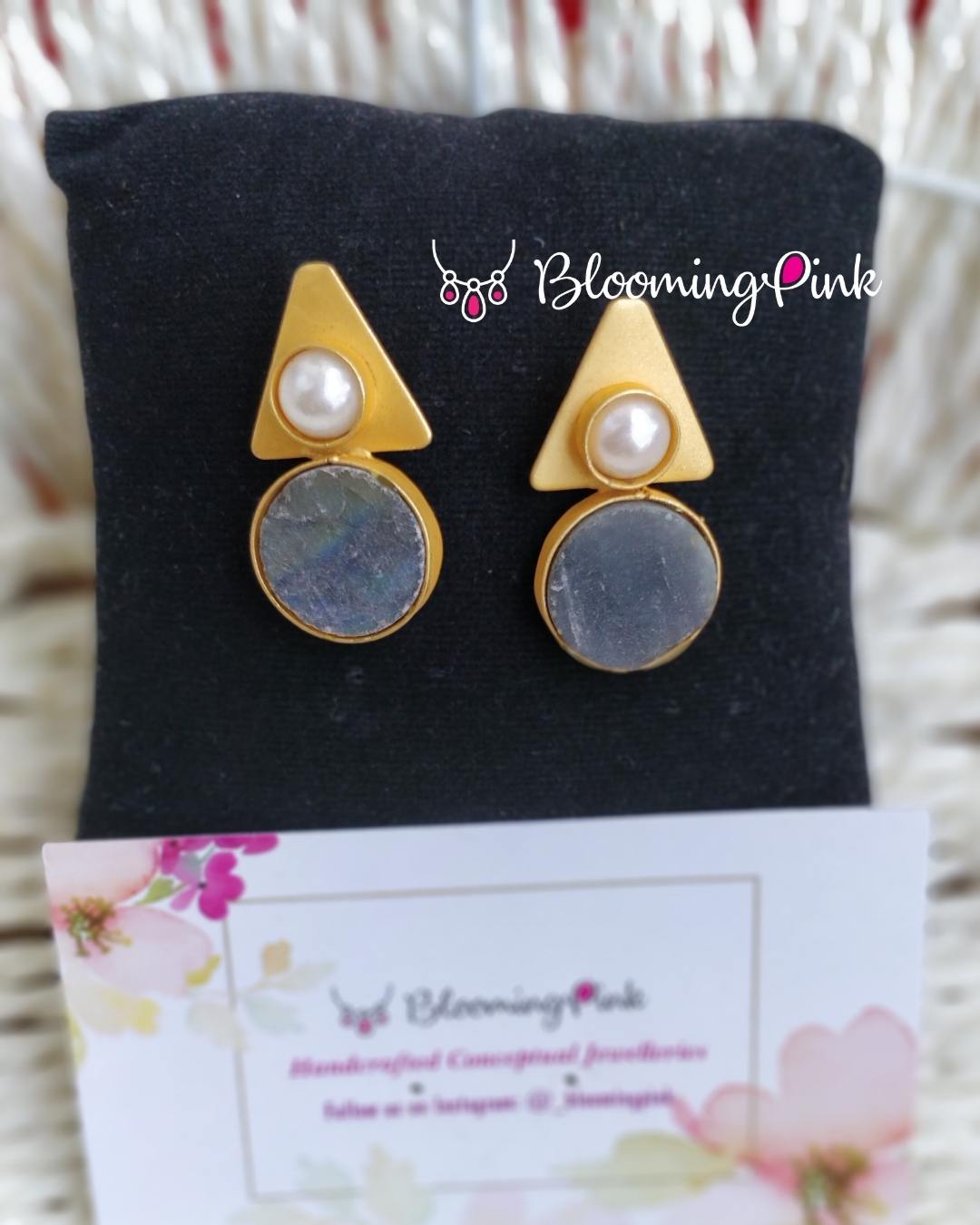 Pearl Hat Druzy Stud