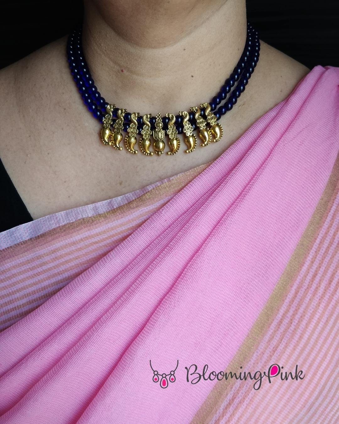 Nalinam Golden Kolhapuri Short Necklace