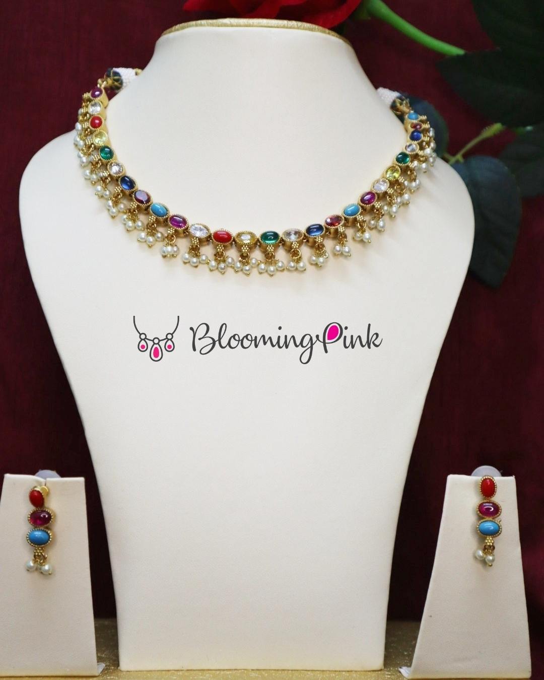 Reversible Navaratna Necklace Set