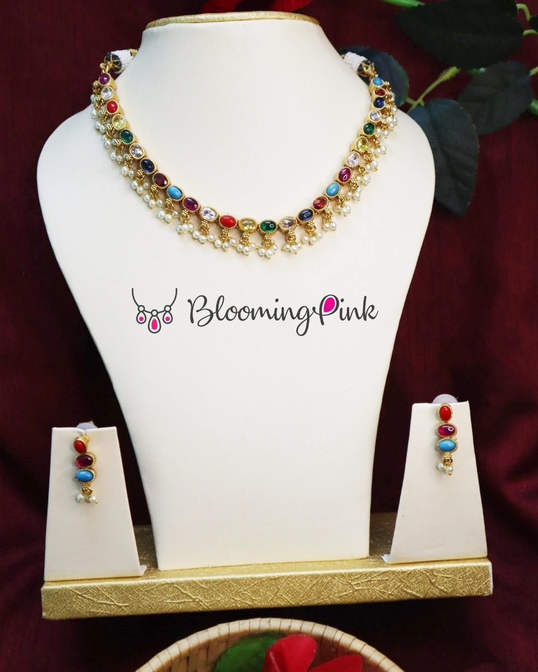 Reversible Navaratna Necklace Set