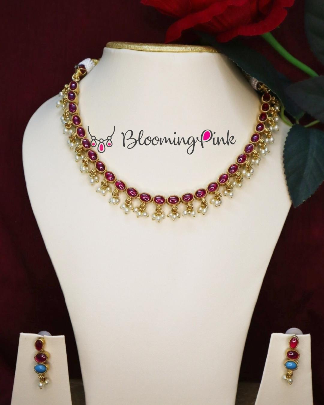 Reversible Navaratna Necklace Set