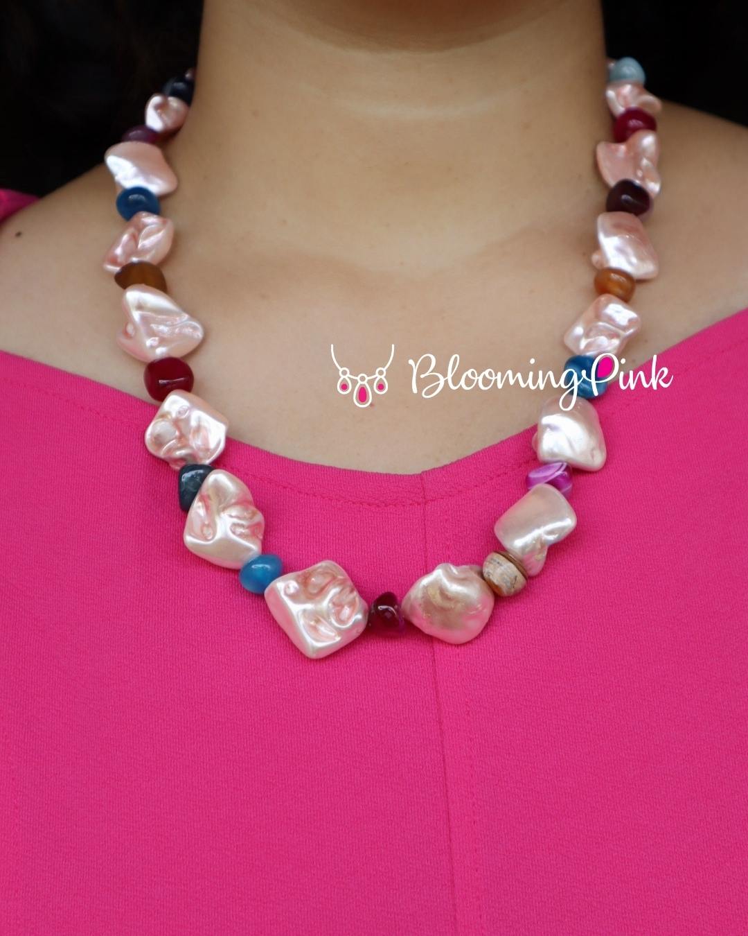 Pink Shell Pearls Chain