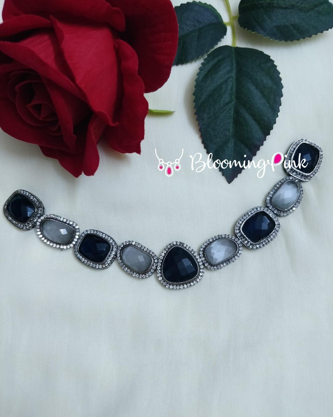 Iris Grey & Blue Necklace