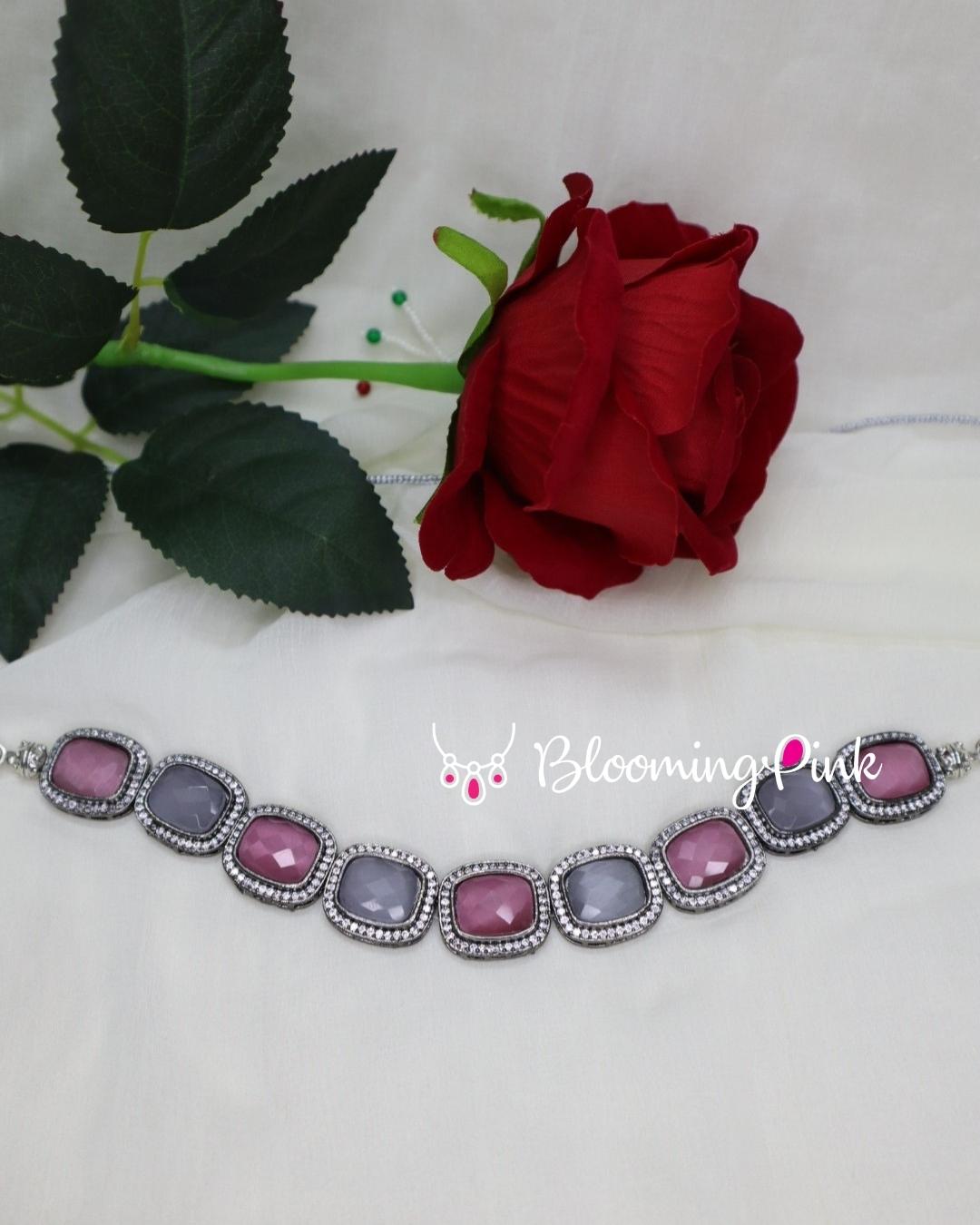 Iris Pink & Grey Necklace