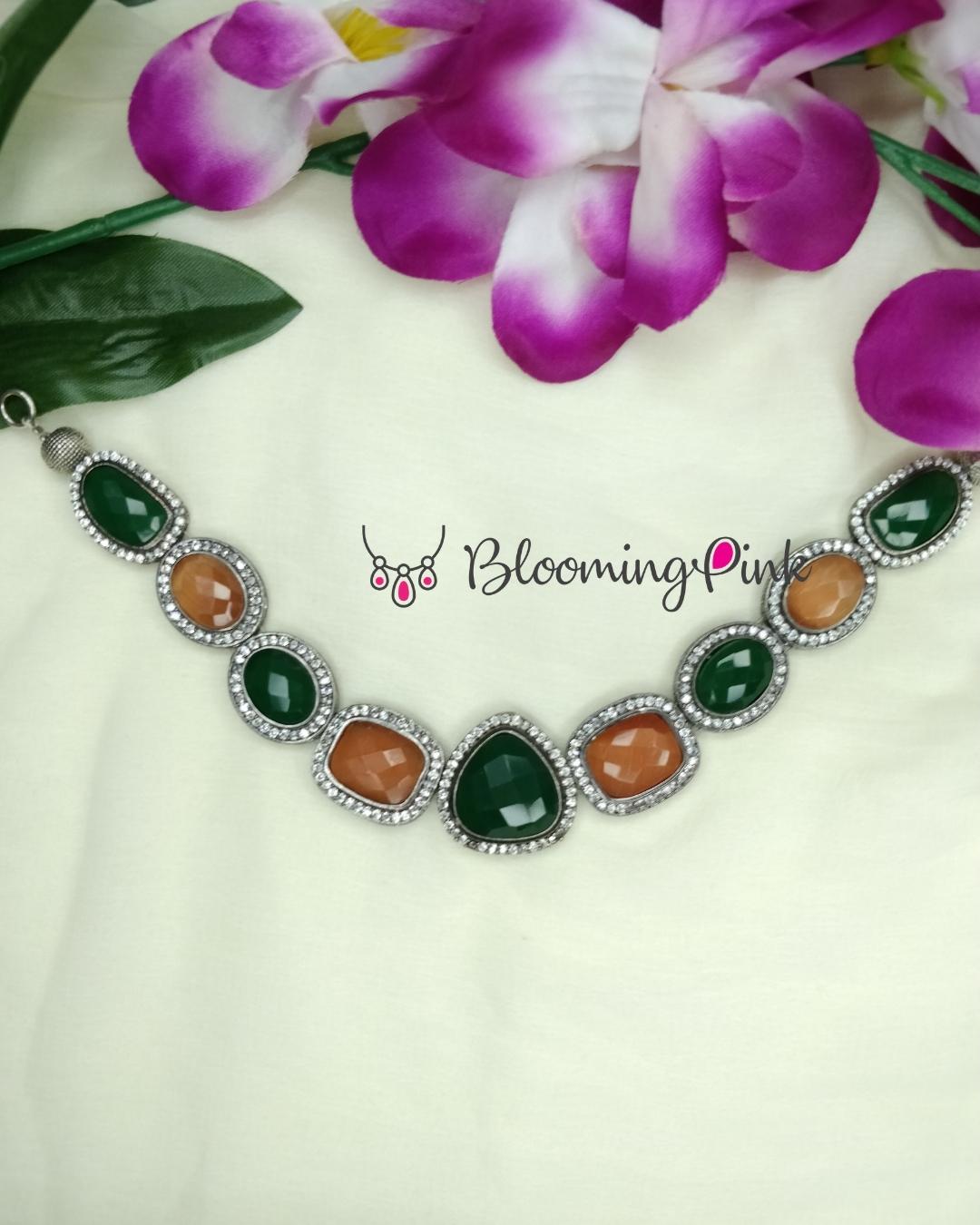 Iris Necklace - Orange & Green