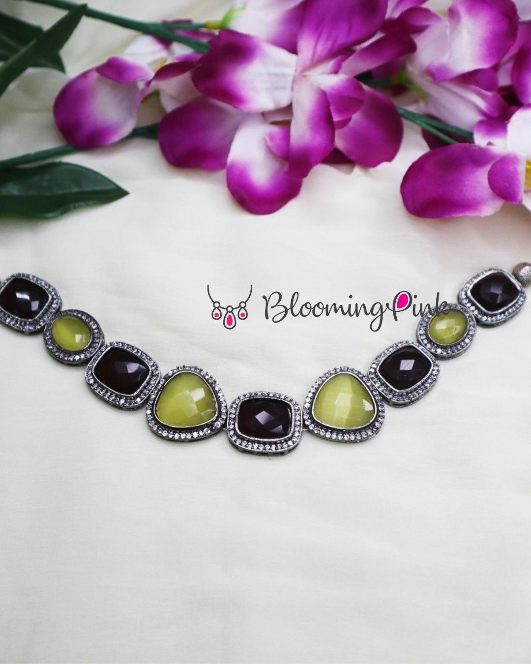 Iris Necklace - Yellow  & Maroon