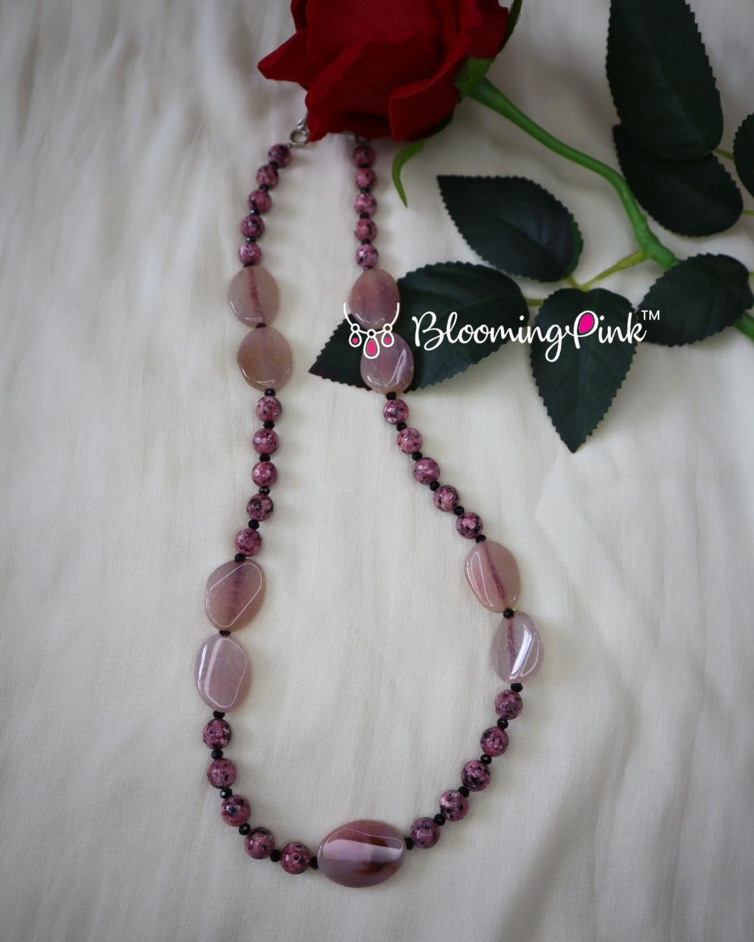 Rose Quartz Printed Agates Chain