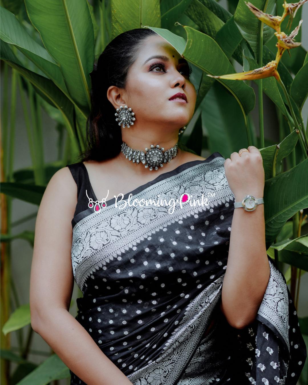 Lola Oxidised Stone Choker Set
