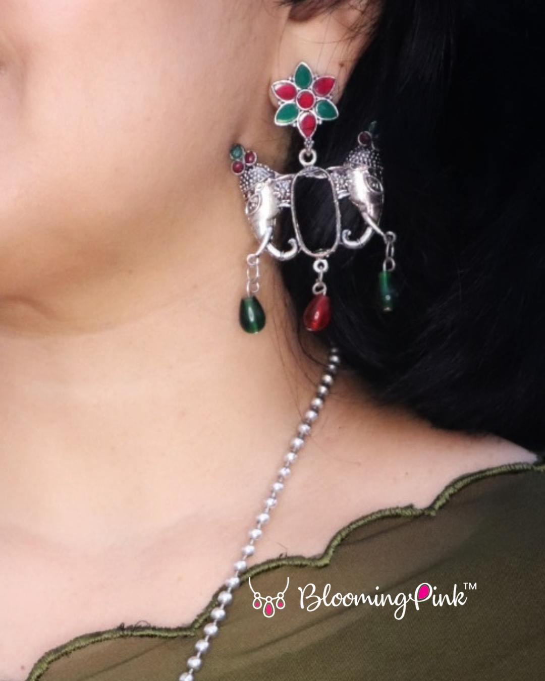 Elephant Motif Oxidised Set