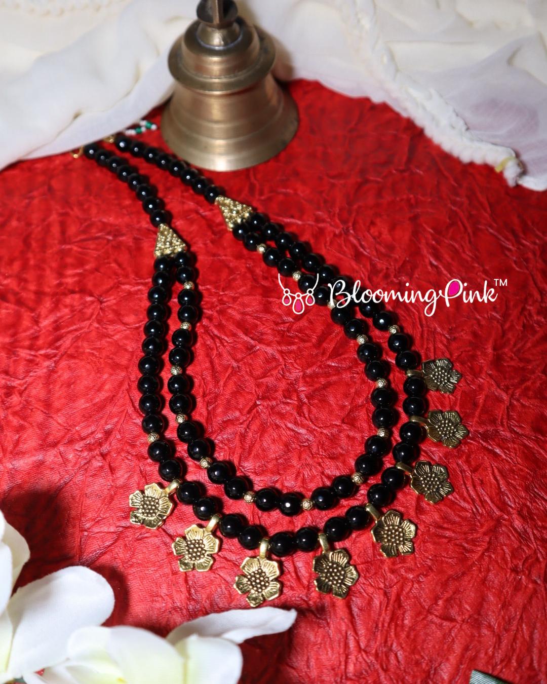Alakananda Black Double Layer Necklace