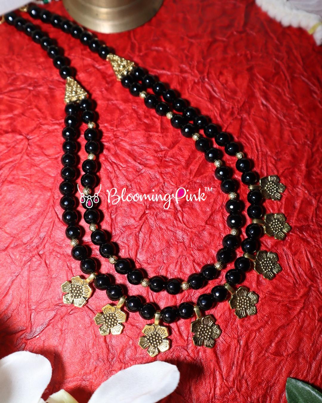 Alakananda Black Double Layer Necklace