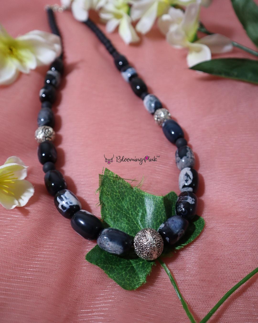 Megha Dark Grey Jades Necklace