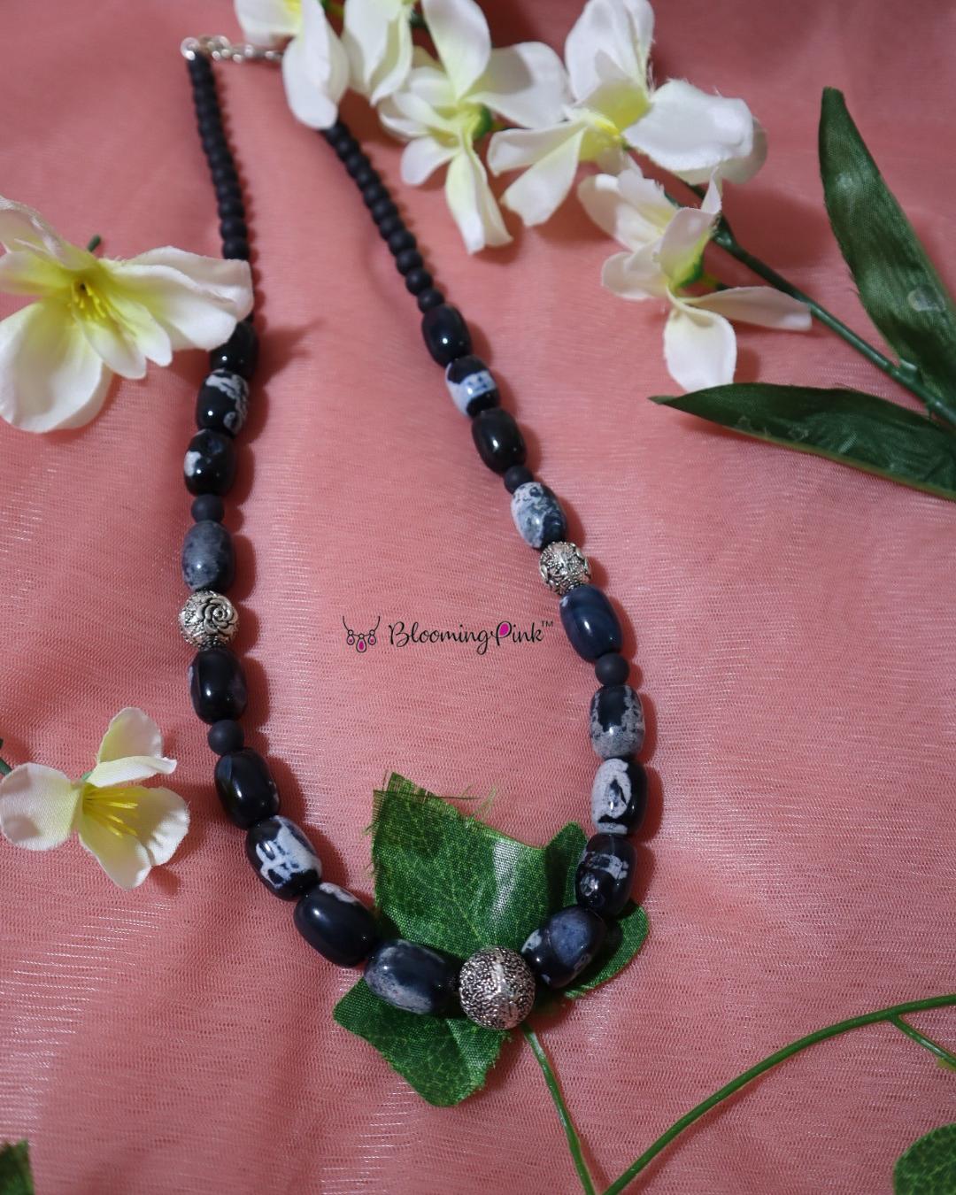 Megha Dark Grey Jades Necklace