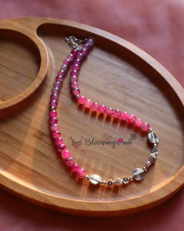 Printed Pink beads Necklace