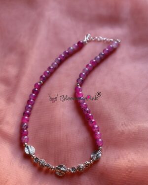 Printed Pink beads Necklace