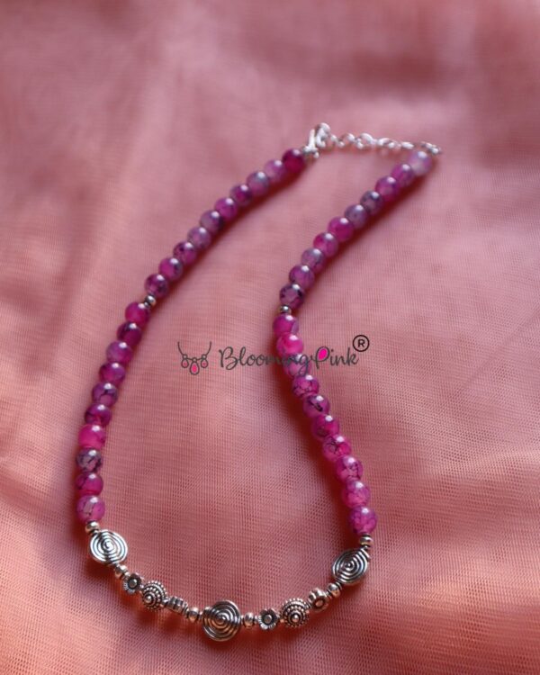 Printed Pink beads Necklace