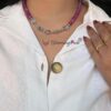 Printed Pink beads Necklace
