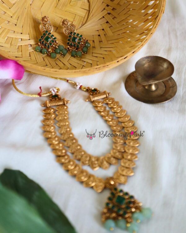 Sudha Double Coin Green Necklace