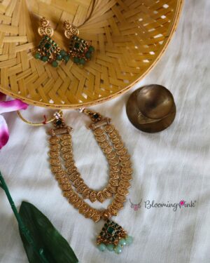 Sudha Double Coin Green Necklace