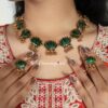 Lotus Blue, Green Necklace